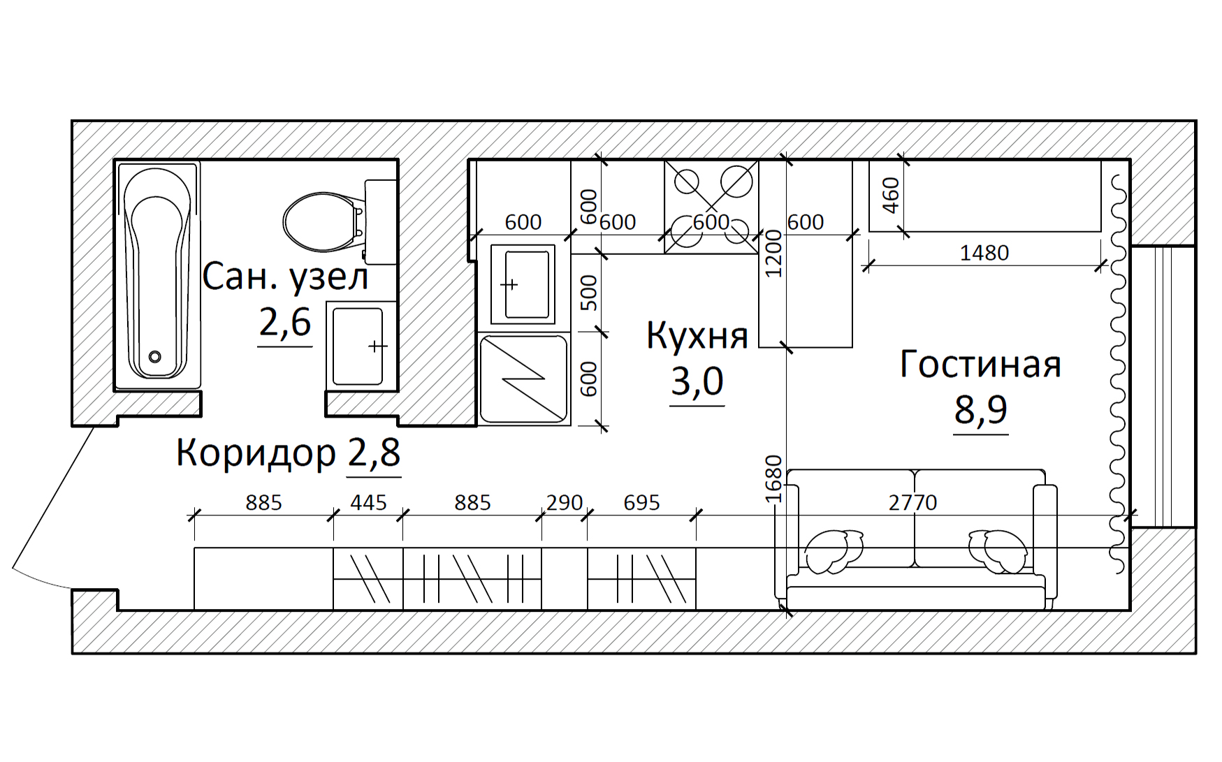 Схема расстановки мебели